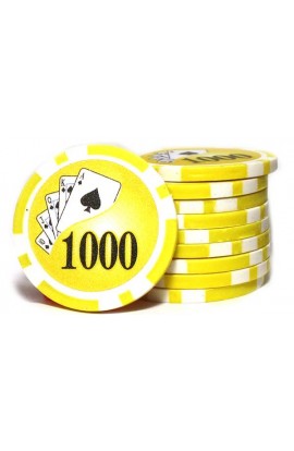 Набор фишек для покера номинал 1000 двухцветный пластик высокого качества 39мм 115гр 50шт.