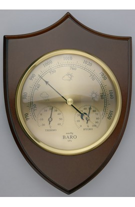 Метеостанция деревянная с барометром гигрометром и термометром Щит высота 22 см.